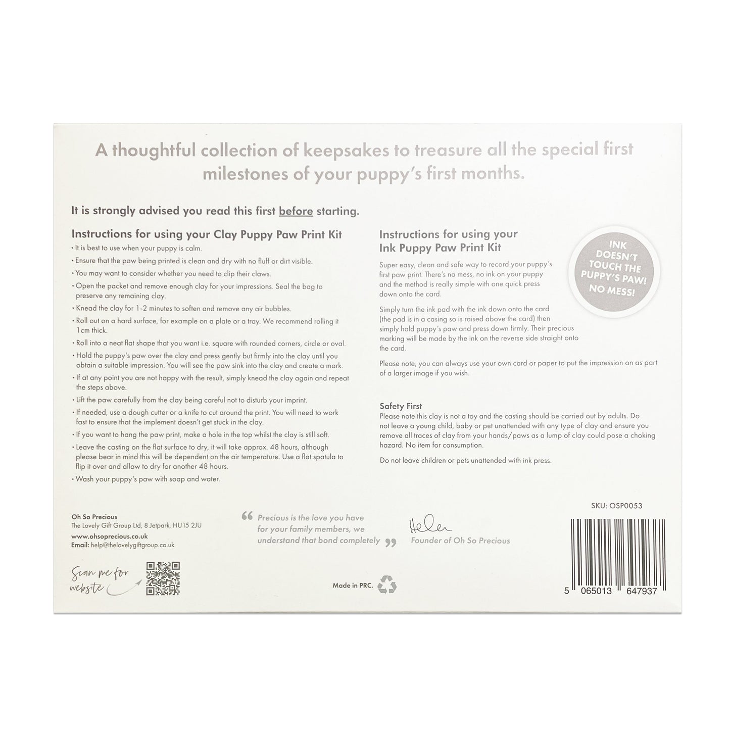 Complete Puppy/Kitten Keepsake Kit - Oh So Precious