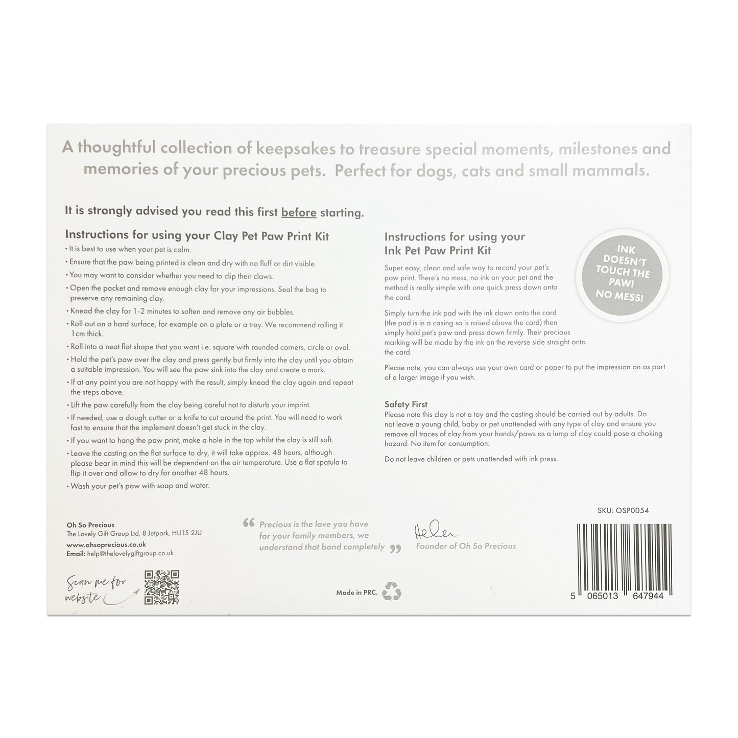 Complete Pet Keepsake Kit - Oh So Precious