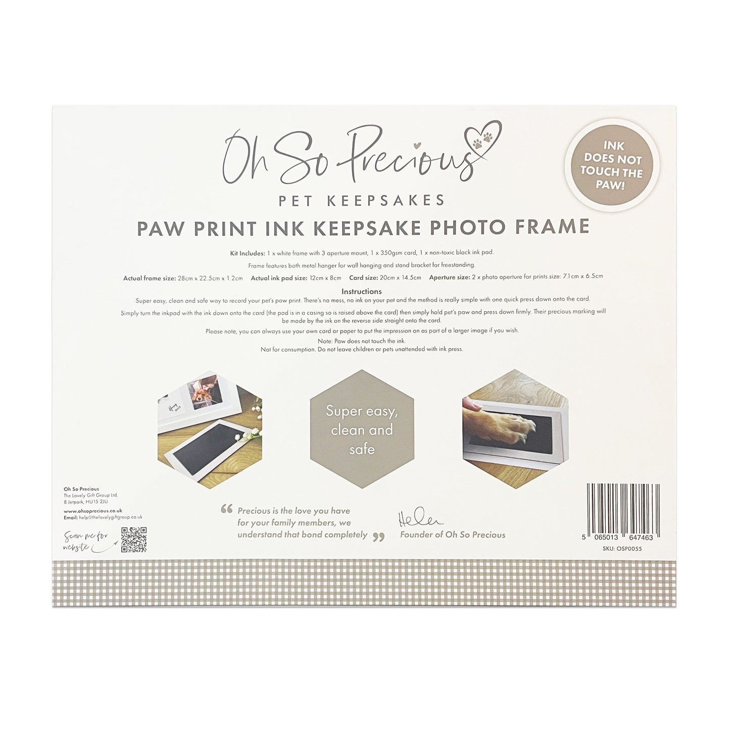 Paw Print Ink Keepsake Photo Frame Kit - Oh So Precious