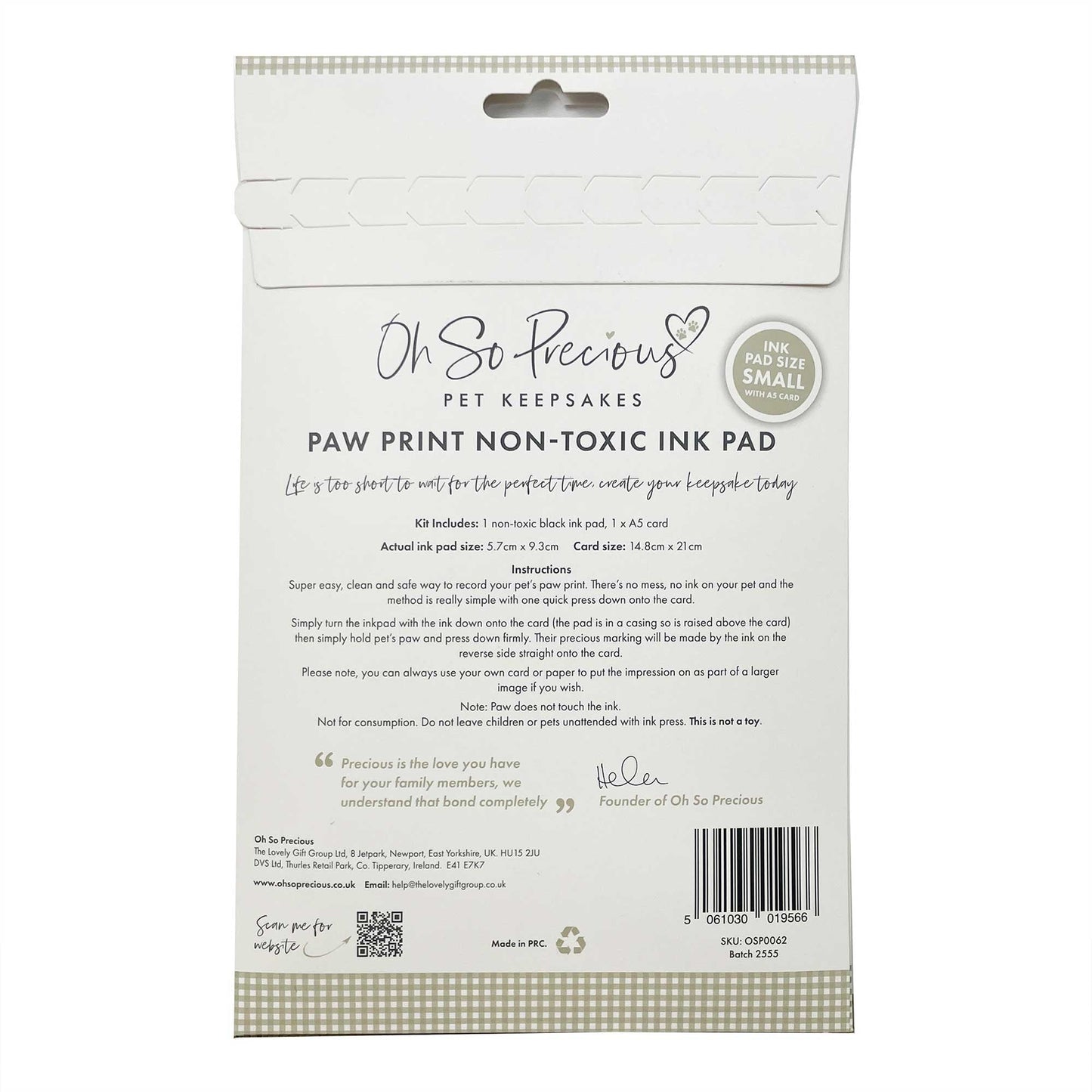 Paw Print Non-toxic Paw Print Ink Pad Kit For Small Mammals - Oh So Precious