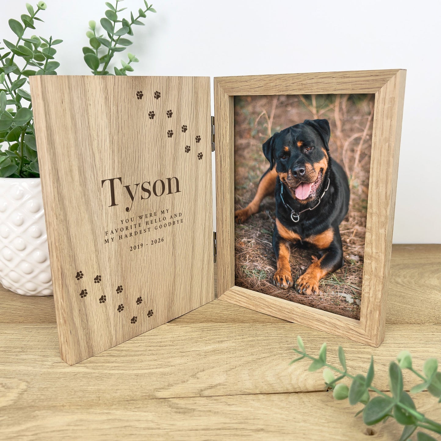 Personalised Pet Paw Prints Book Photo Frame