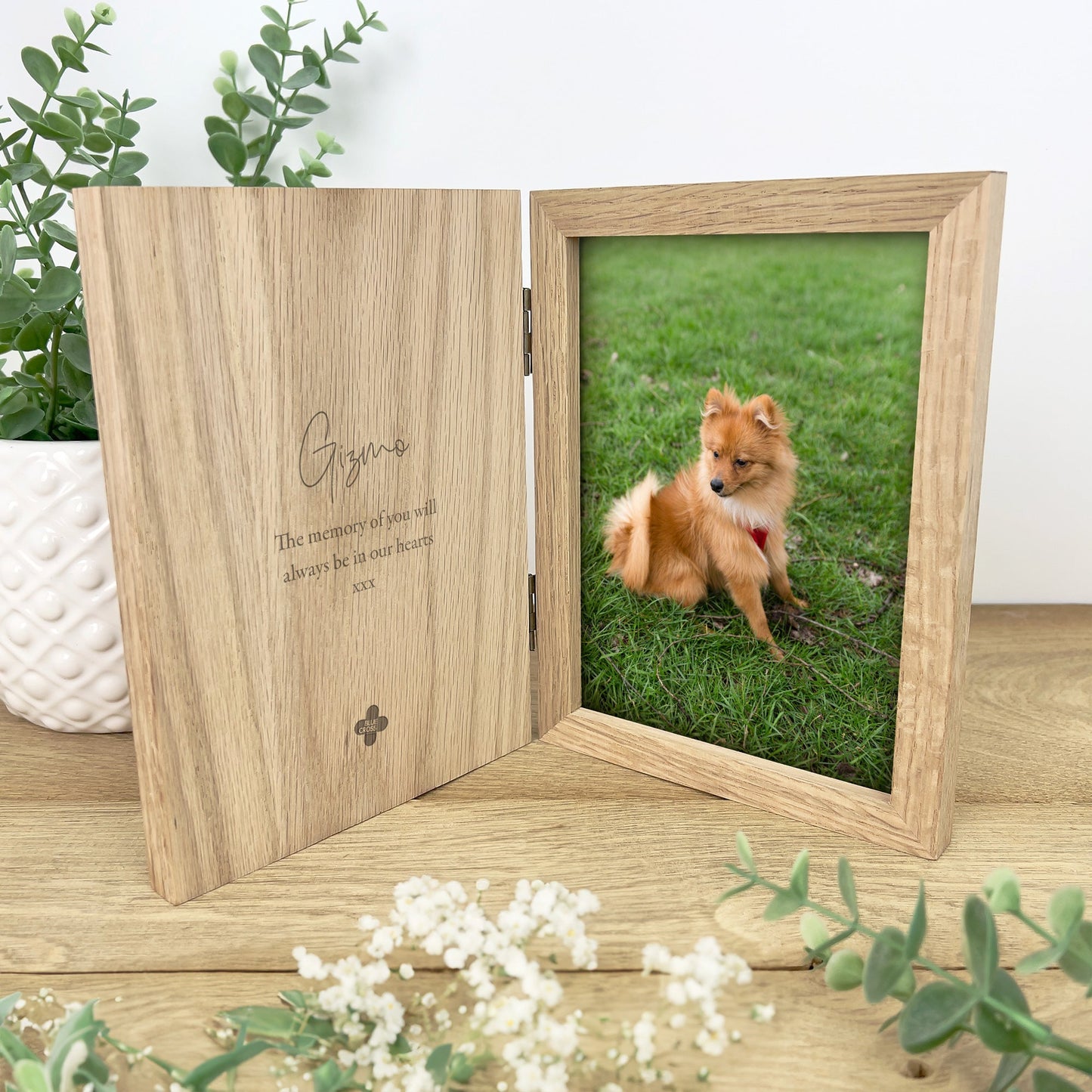 Blue Cross Engraved Personalised Book Photo Frame