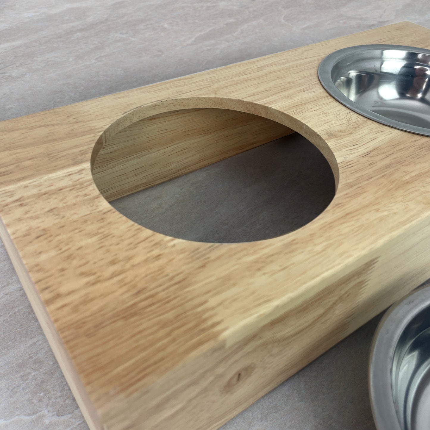 Personalised Wooden Raised Double Dog Bowl