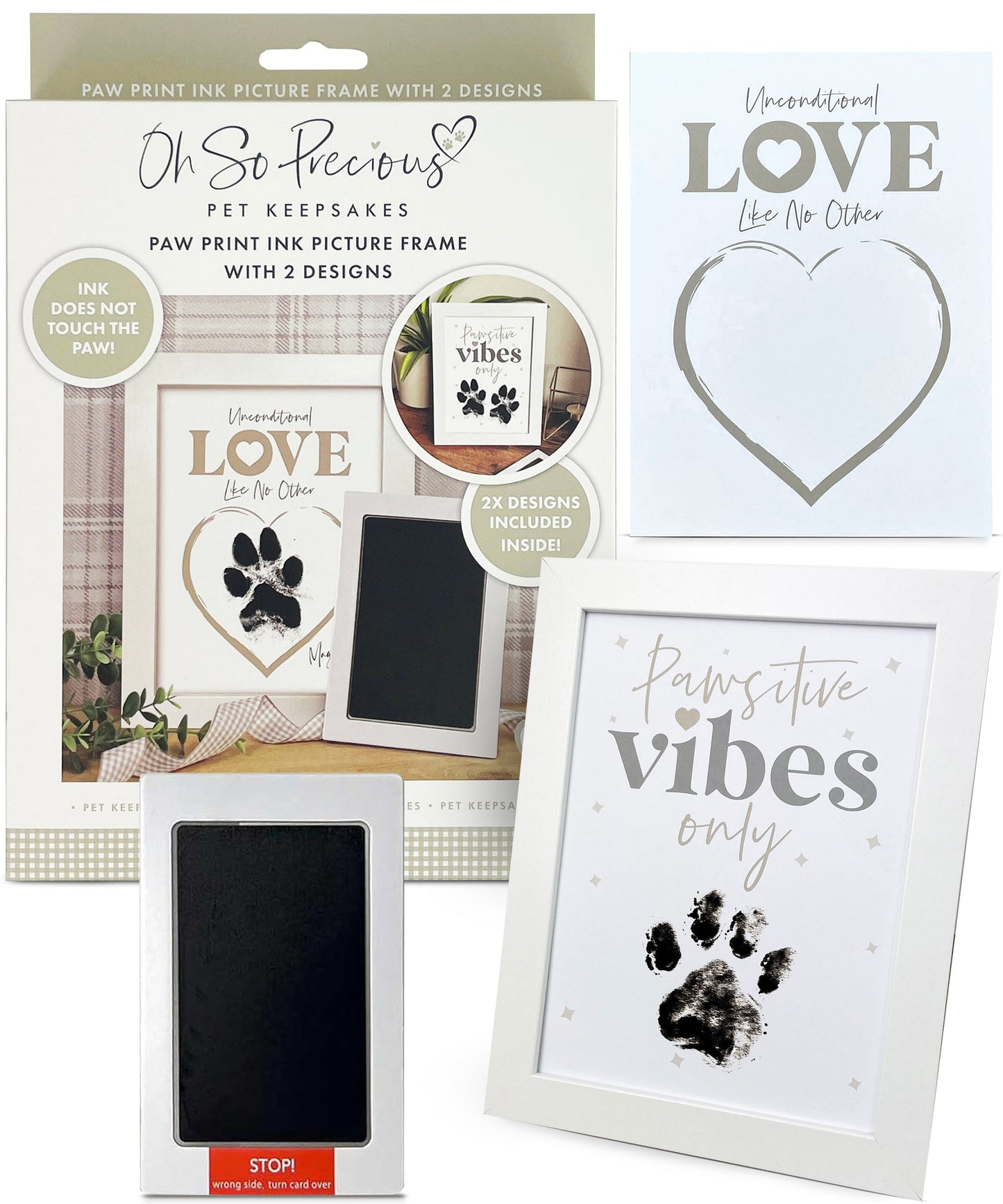 Paw Print Ink Picture Frame With 2 Designs + Ink Pad - Oh So Precious