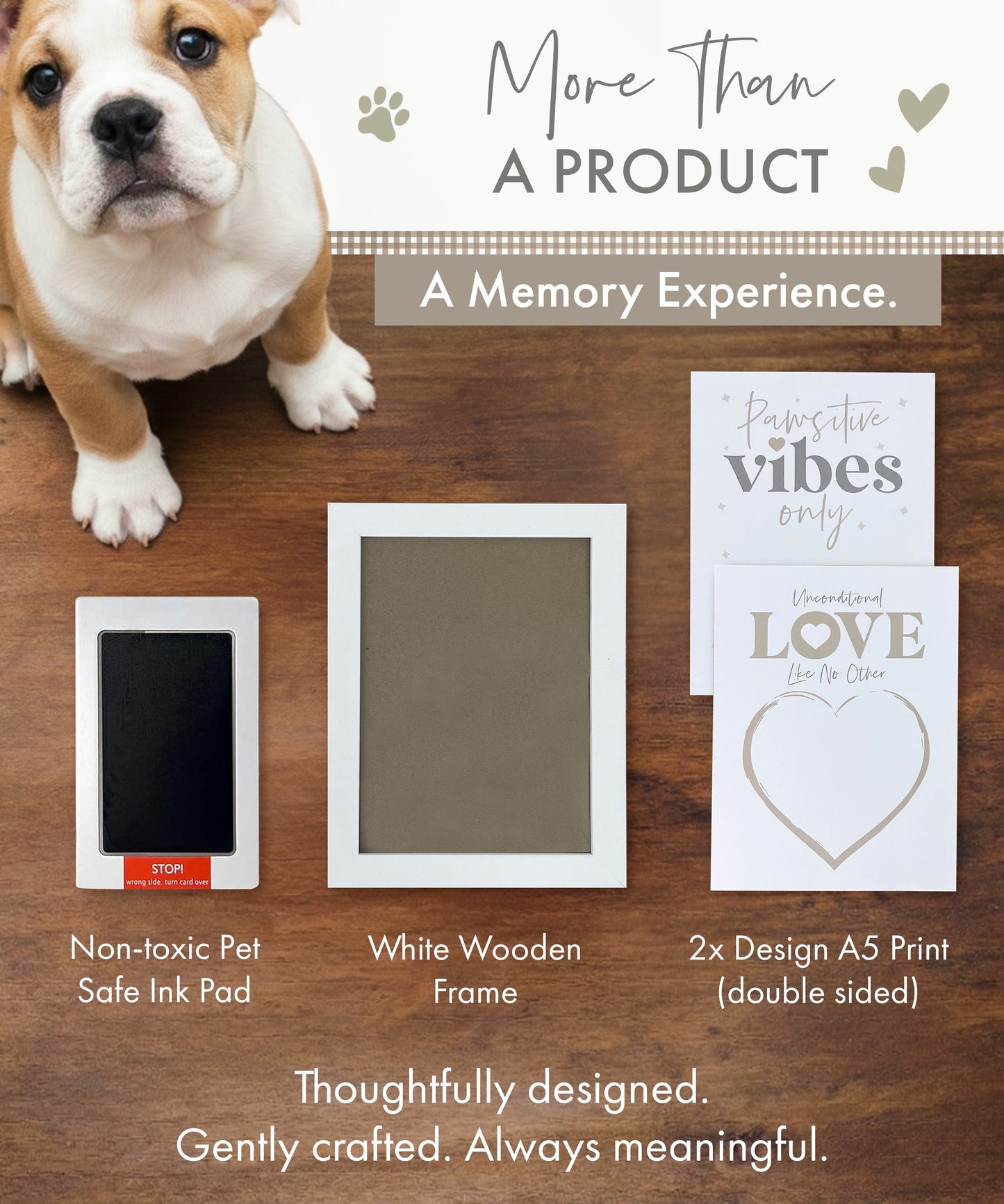 Paw Print Ink Picture Frame With 2 Designs + Ink Pad - Oh So Precious