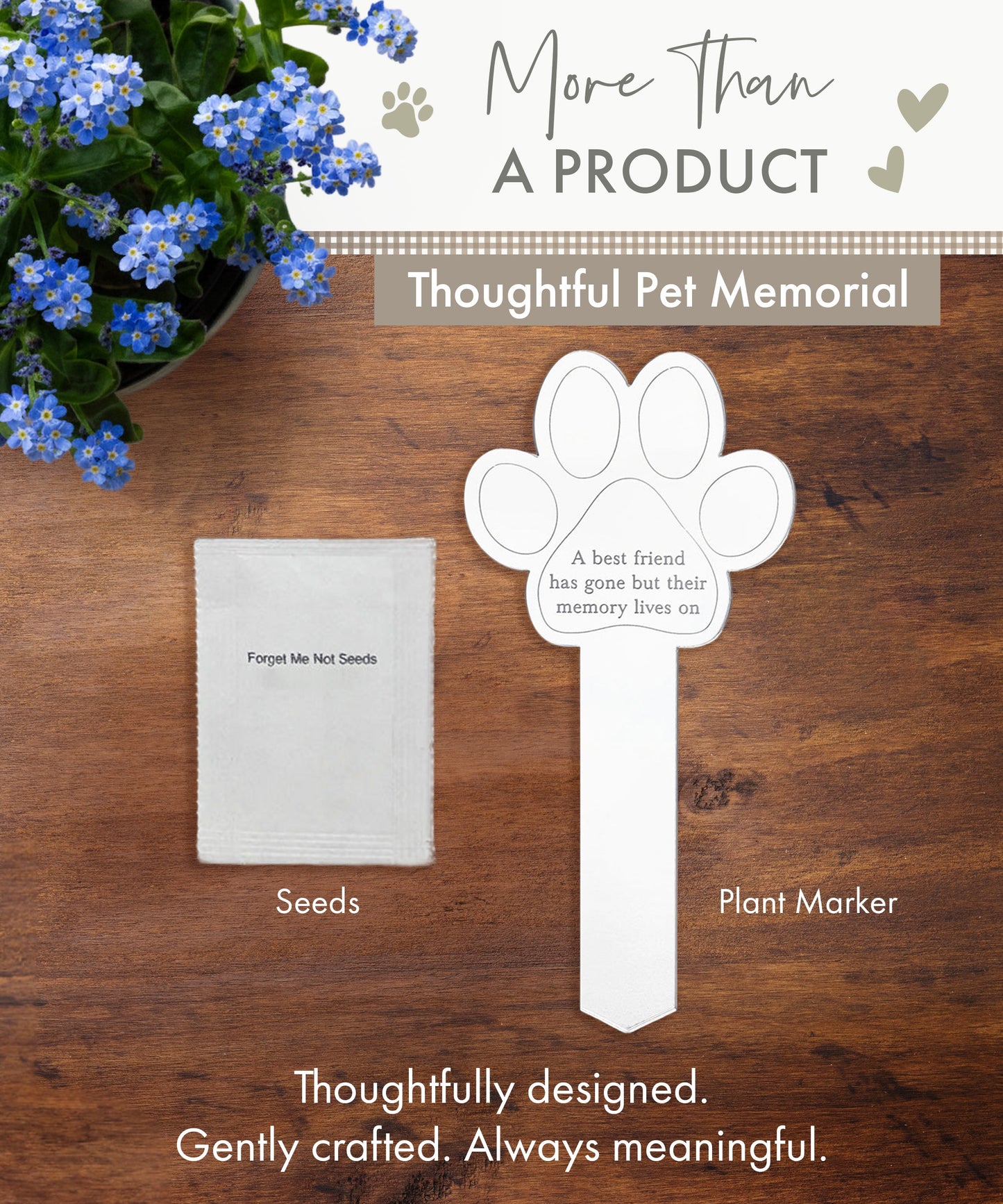 Paw Print Memorial Garden Planter & Forget Me Not Seeds - Oh So Precious