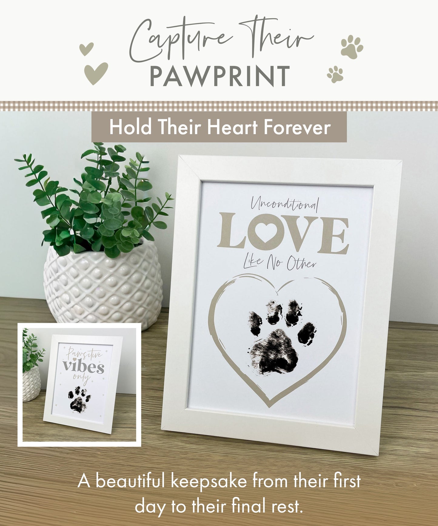 Paw Print Ink Picture Frame With 2 Designs + Ink Pad - Oh So Precious