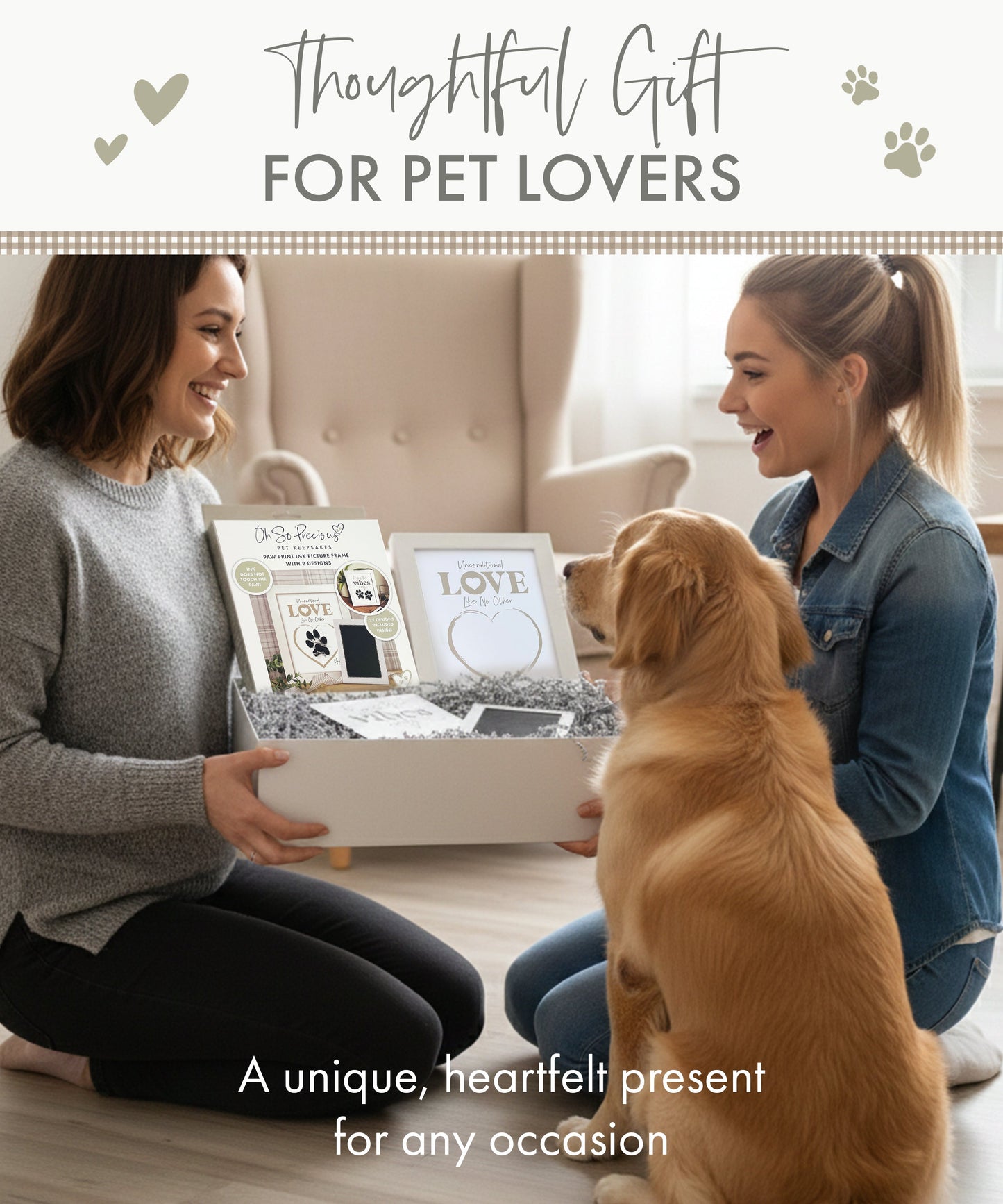 Paw Print Ink Picture Frame With 2 Designs + Ink Pad - Oh So Precious