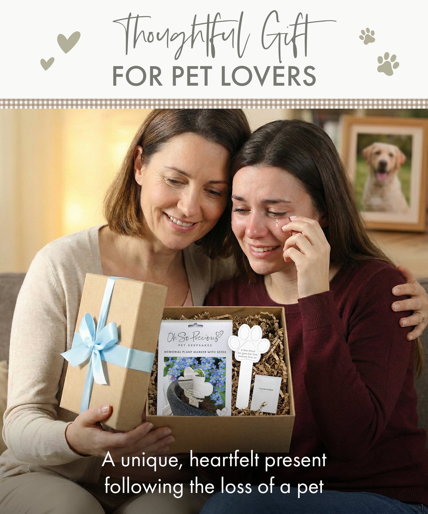 Paw Print Memorial Garden Planter & Forget Me Not Seeds - Oh So Precious