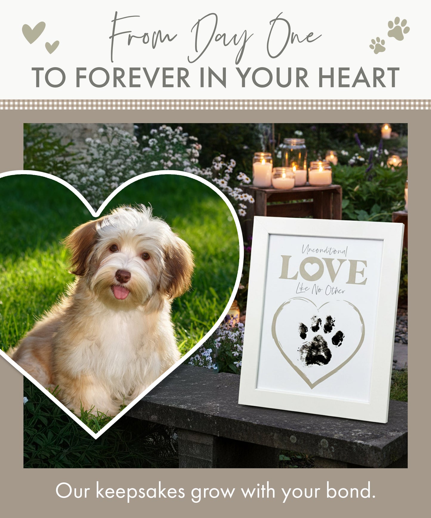 Paw Print Ink Picture Frame With 2 Designs + Ink Pad - Oh So Precious