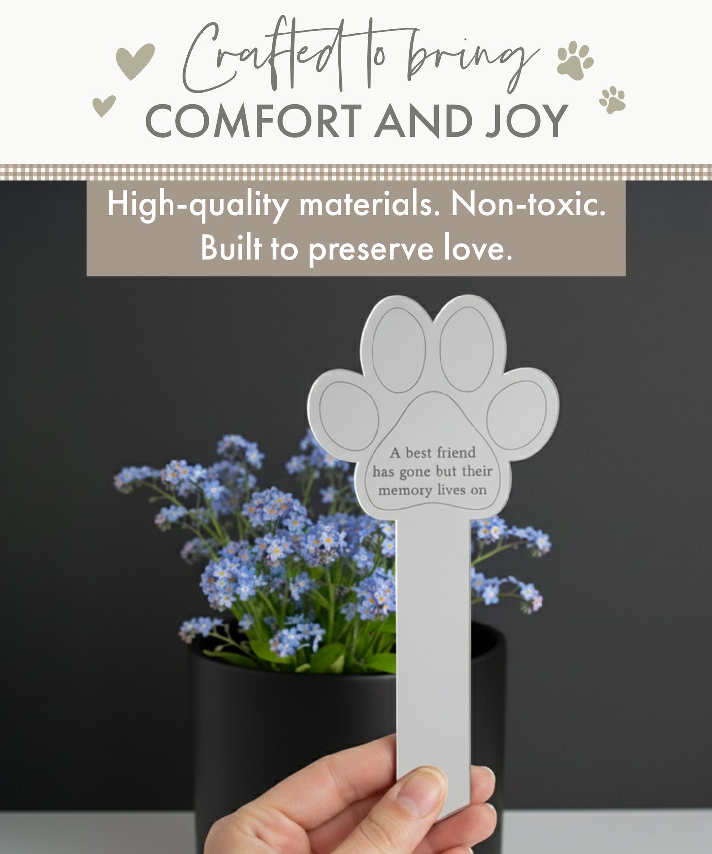 Paw Print Memorial Garden Planter & Forget Me Not Seeds - Oh So Precious