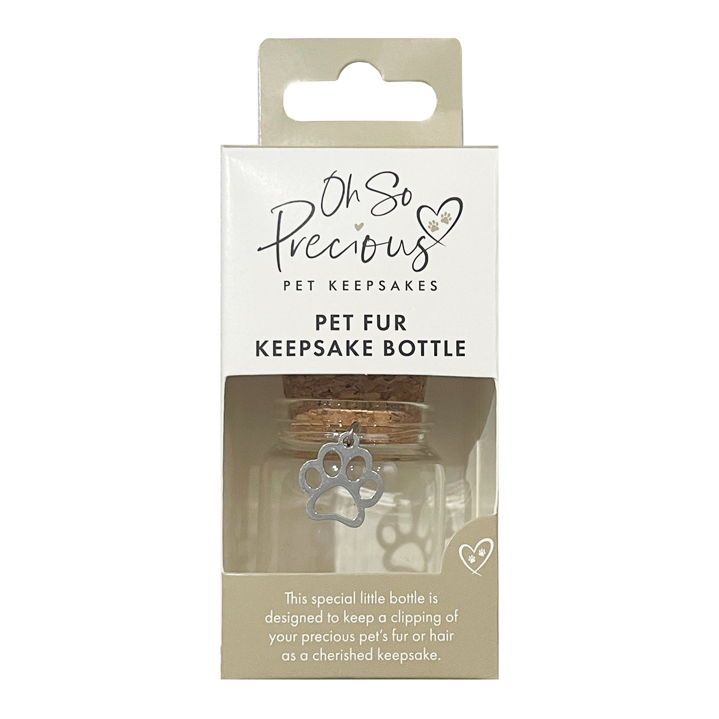 Pet Fur, Hair & Ashes Keepsake Bottle - Oh So Precious