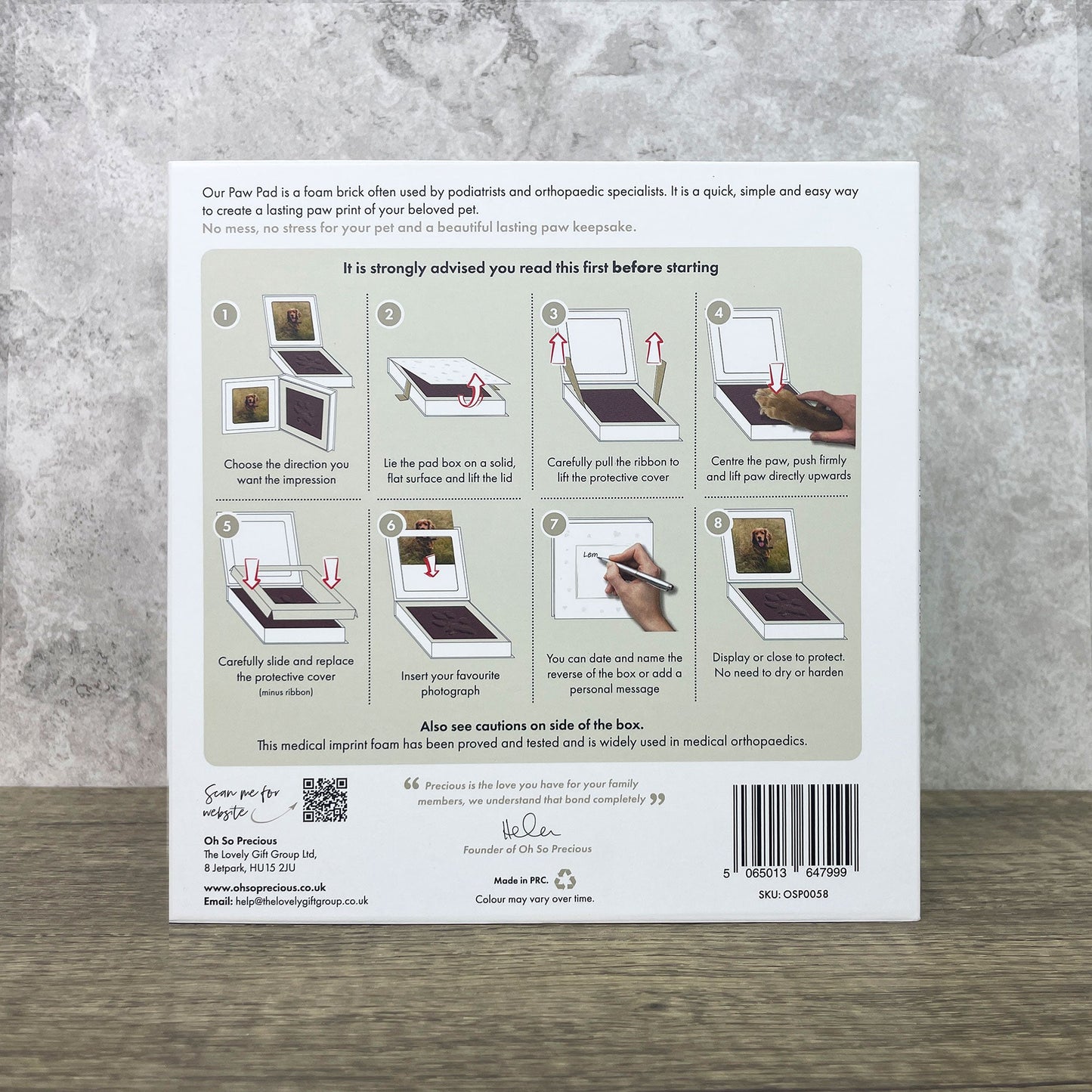 Paw Pad Impression Keepsake - Oh So Precious