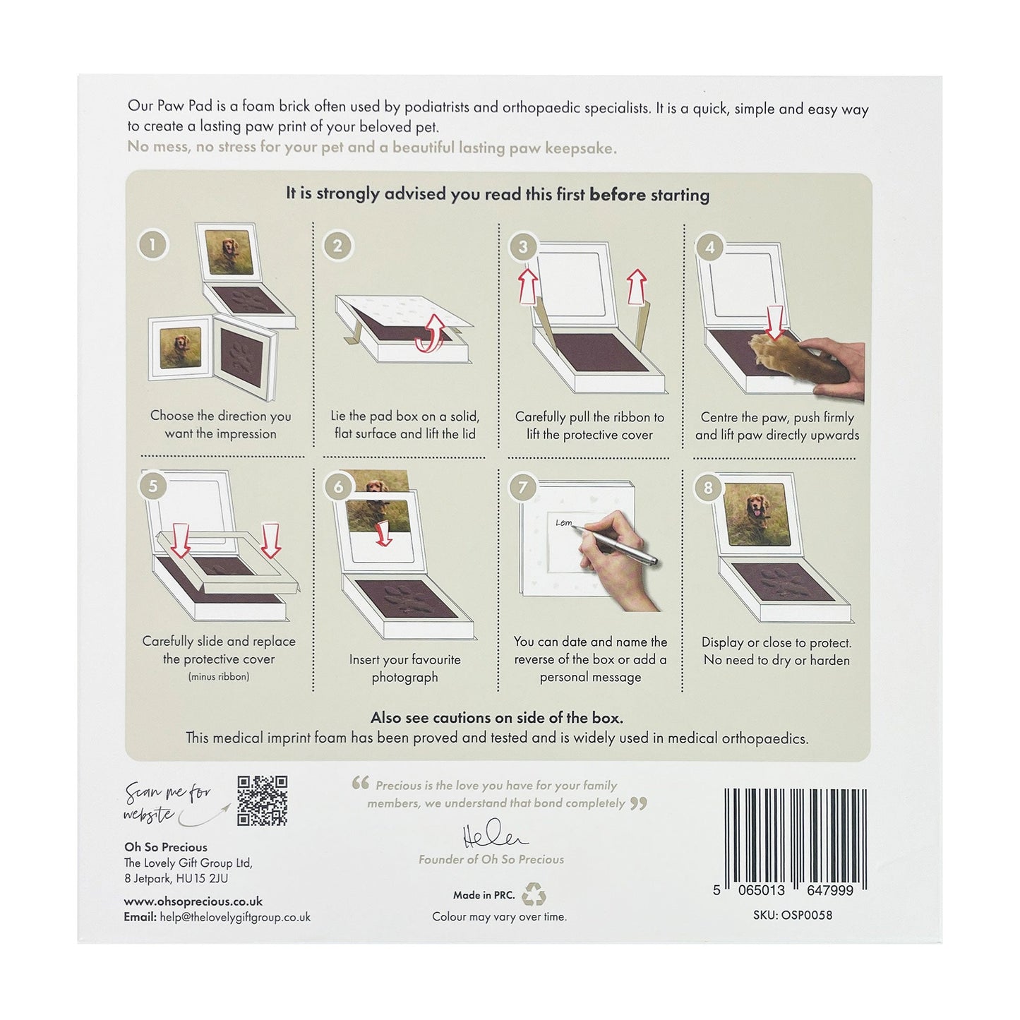 Paw Pad Impression Keepsake - Oh So Precious