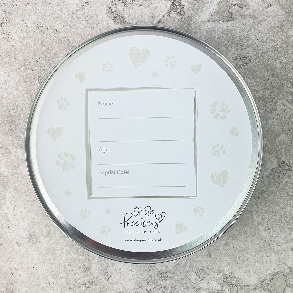 Pet Paw Print Clay Impression Tin - Oh So Precious
