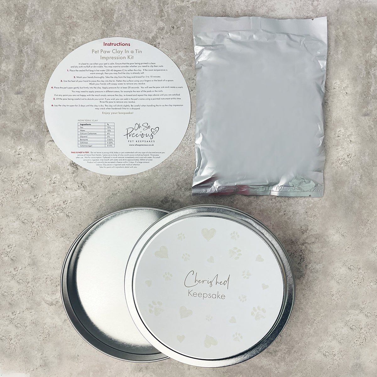 Pet Paw Print Clay Impression Tin - Oh So Precious