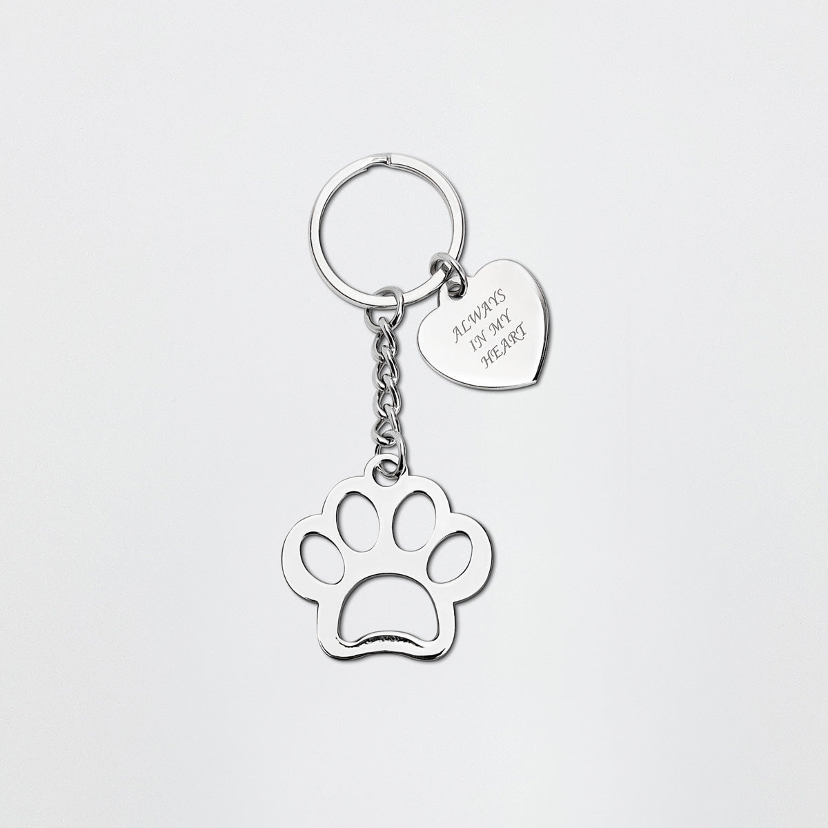 Always In My Heart Charm Paw Memorial Keyring - Oh So Precious