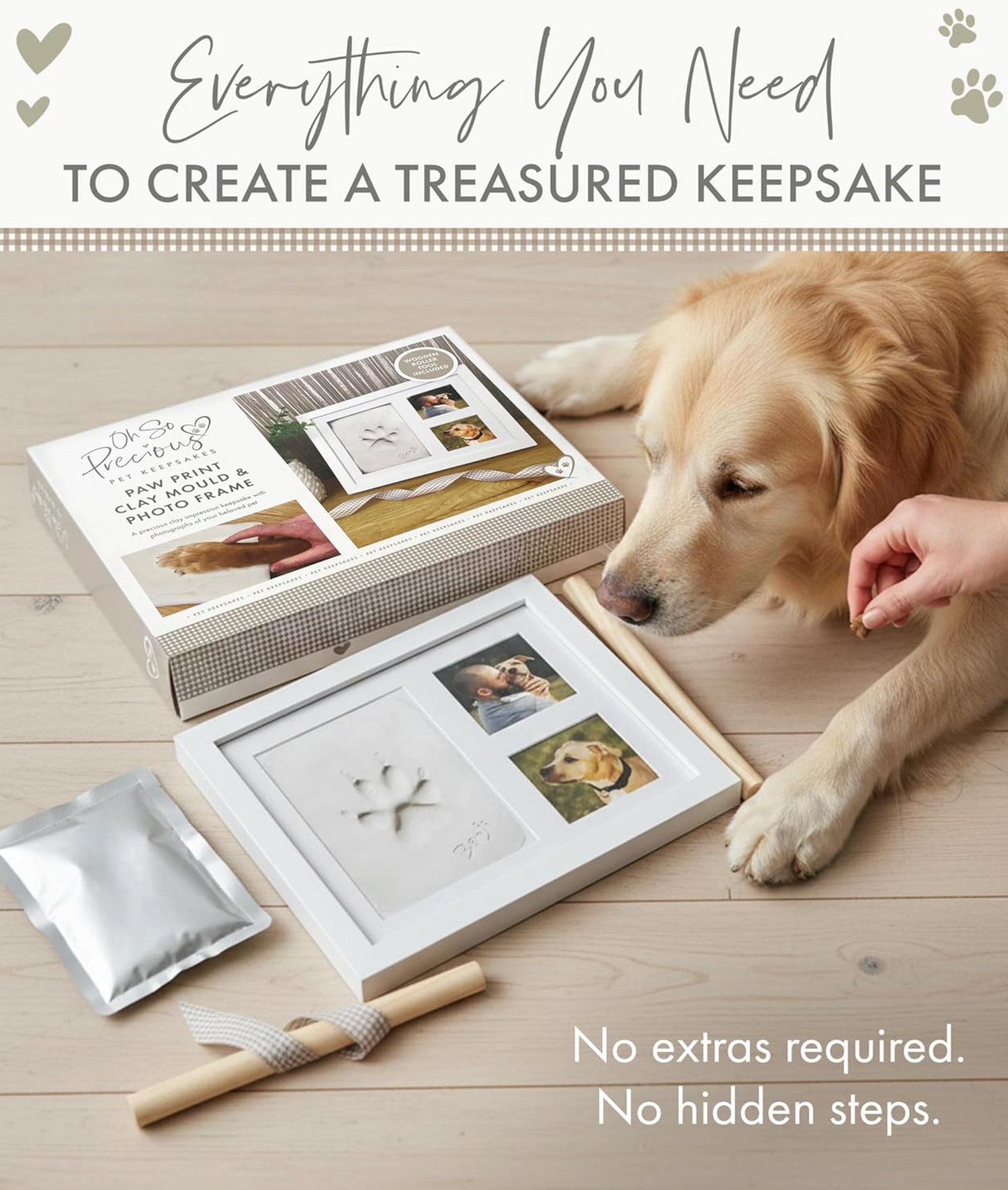 Personalised Paw Print Clay Mould & Photo Frame Kit