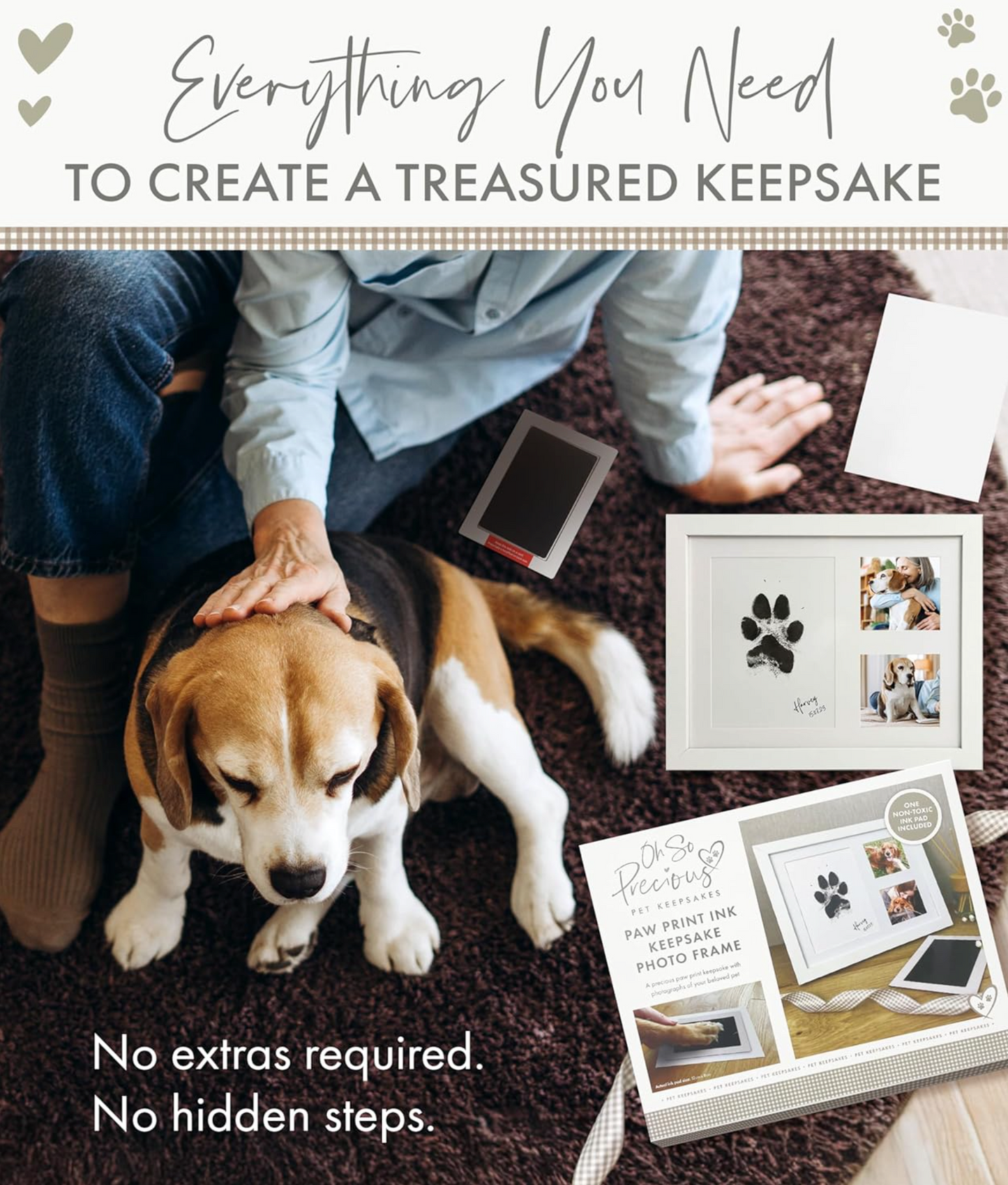 Personalised Paw Print Ink Keepsake Photo Frame Kit