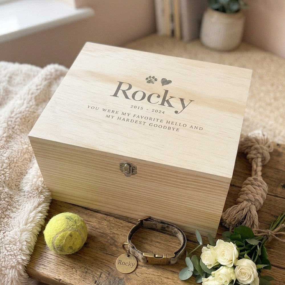 Personalised Sketch Pet Memorial Keepsake Box - 5 Sizes (16cm | 20cm | 26cm | 30cm | 36cm)