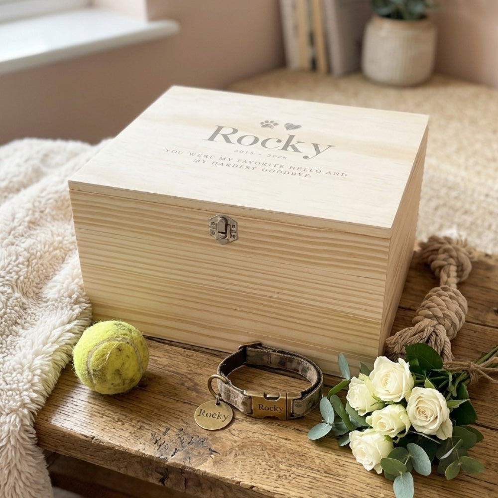 Personalised Sketch Pet Memorial Keepsake Box - 5 Sizes (16cm | 20cm | 26cm | 30cm | 36cm)