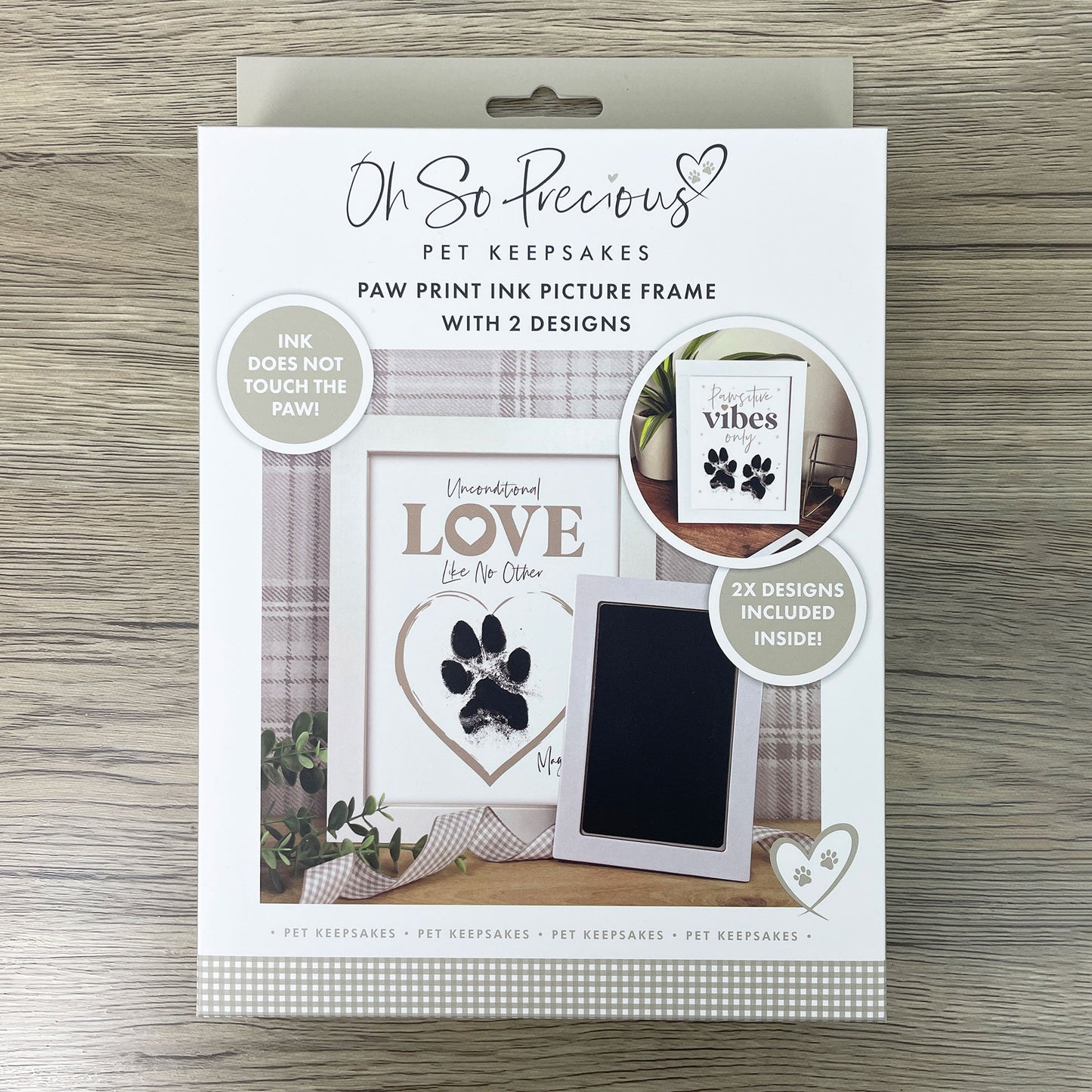 Paw Print Ink Picture Frame With 2 Designs + Ink Pad - Oh So Precious