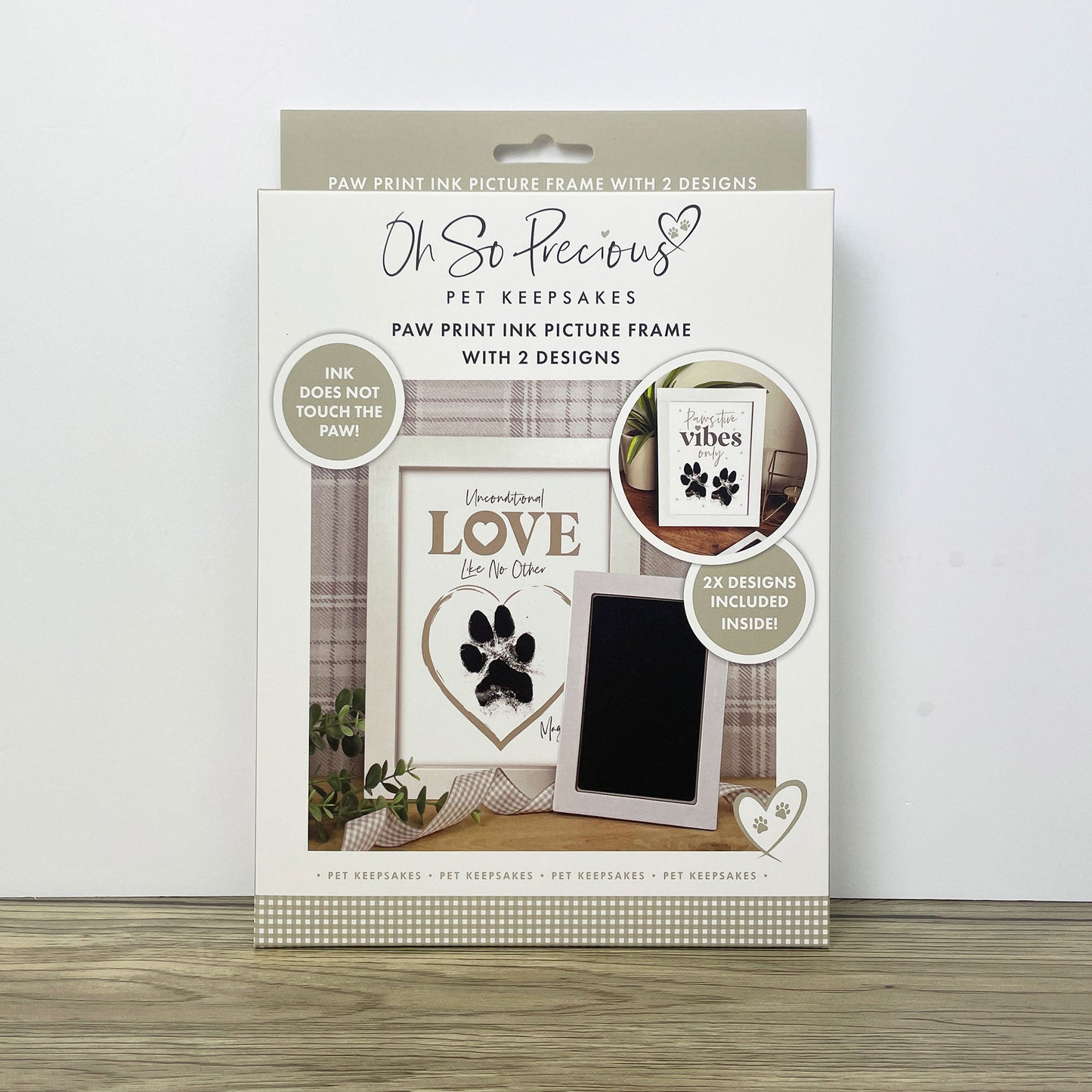 Paw Print Ink Picture Frame With 2 Designs + Ink Pad - Oh So Precious