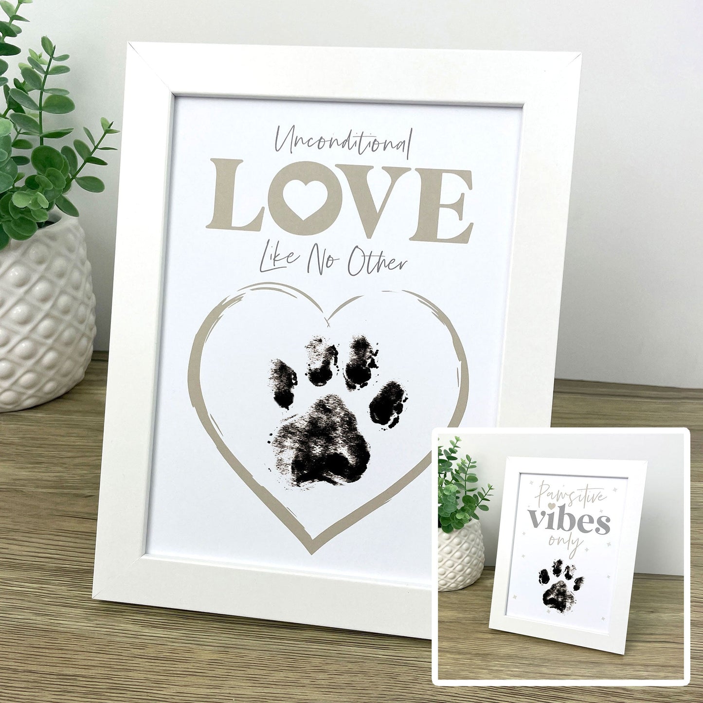 Paw Print Ink Picture Frame With 2 Designs + Ink Pad - Oh So Precious