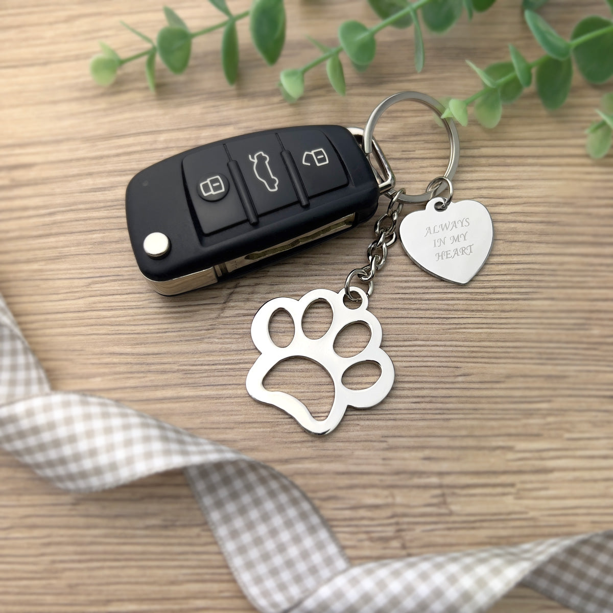 Always In My Heart Charm Paw Memorial Keyring - Oh So Precious