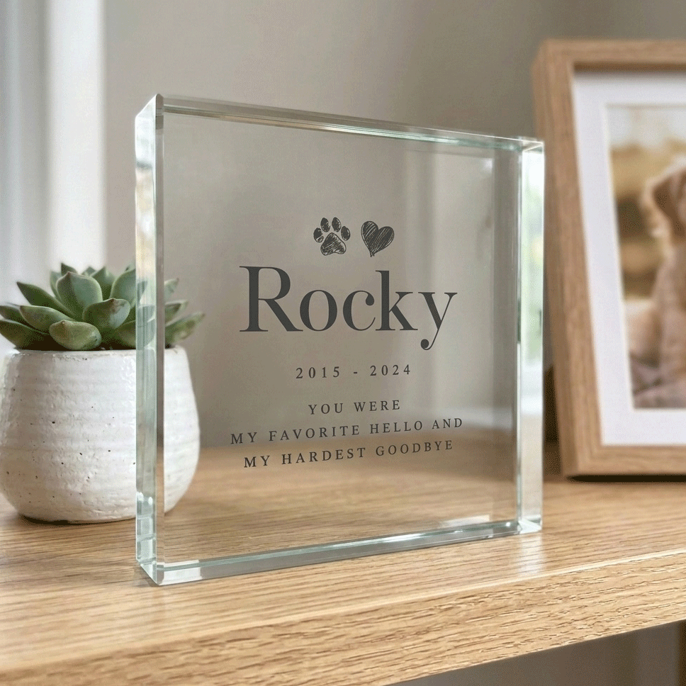 Personalised Sketch Pet Memorial Crystal Token