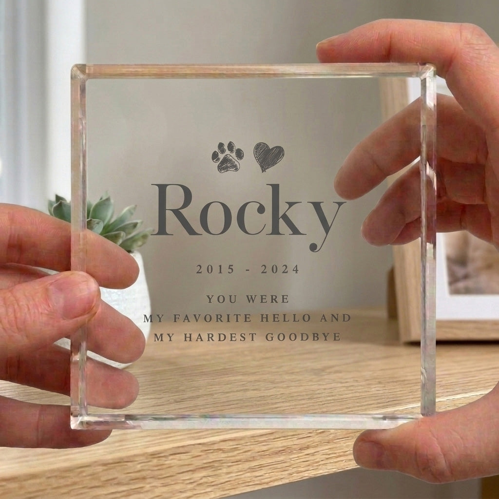 Personalised Sketch Pet Memorial Crystal Token
