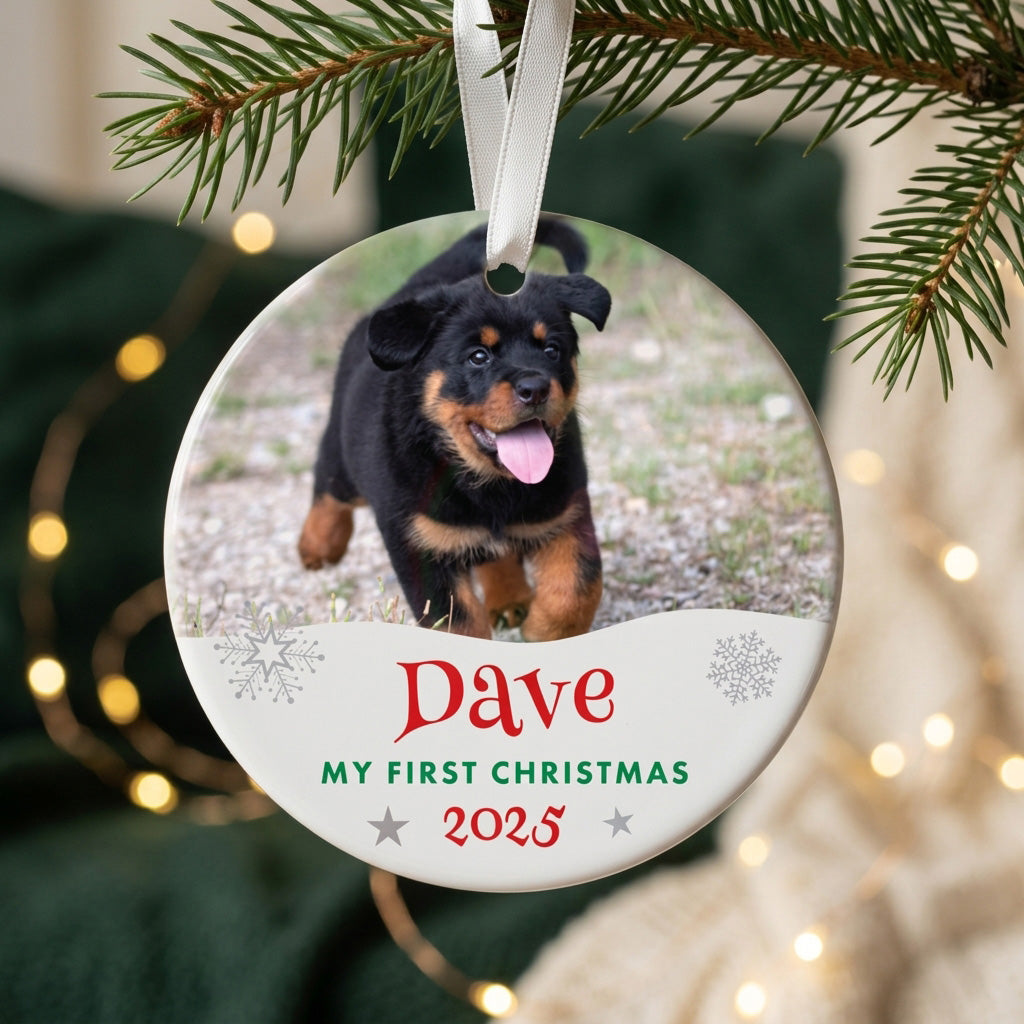 Pet Photo Ceramic Disc Hanging Decoration + Gift Box
