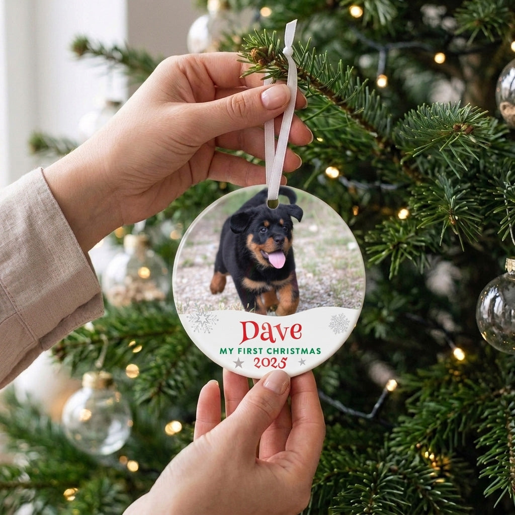 Pet Photo Ceramic Disc Hanging Decoration + Gift Box