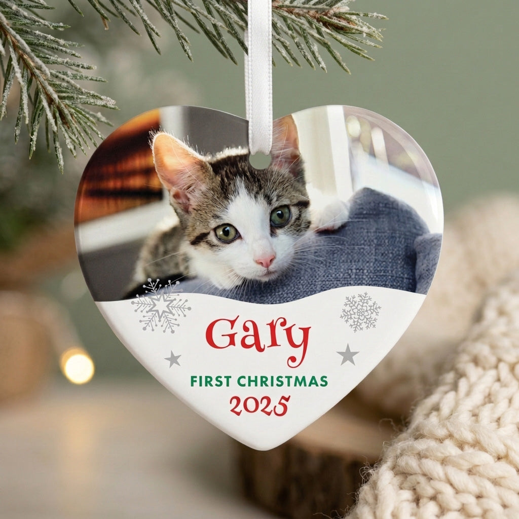 Pet Photo Ceramic Heart Hanging Decoration + Gift Box